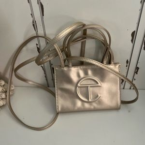 Telfar Small Gold Shopping Bag